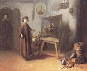 Gerrit Dou Painter in his studio (mk33) oil painting on canvas